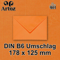 ARTOZ 25x Briefumschläge gerippt - Orange - DIN B6 178 x 125 mm - Kuvert ohne Fenster - Umschläge mit Nassklebung - Spitze Verschlusslasche