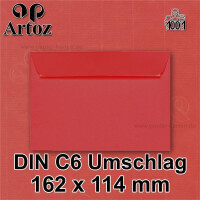 ARTOZ 25x Briefumschläge DIN C6 Rot - 16,2 x 11,4 cm - haftklebend - gerippte Kuverts ohne Fenster - Serie Artoz 1001