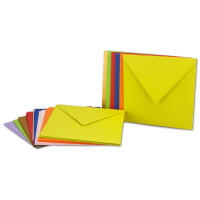 50x farbige Brief-Umschläge gemischt - quadratisch - 15