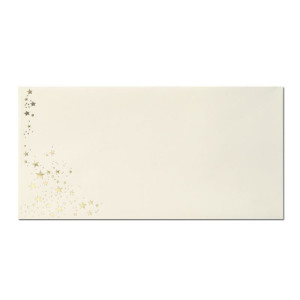 25x Briefumschläge mit Metallic Sternen - DIN Lang - Gold geprägter Sternenregen - Farbe: creme, Nassklebung, 100 g/m² - 110 x 220 mm - ideal für Weihnachten
