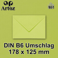 ARTOZ 25x Briefumschläge gerippt - limette - DIN B6 178 x 125 mm - Kuvert ohne Fenster - Umschläge mit Nassklebung - Spitze Verschlusslasche