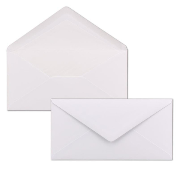 50 x DIN Lang Briefumschläge - Weiß mit weißem Seidenfutter - 11x22 cm - 100 g/m² - ideal für Einladungen, Weihnachtskarten, Glückwunschkarten aus der Serie Farbenfroh