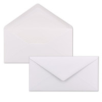 50 x DIN Lang Briefumschläge - Weiß mit weißem Seidenfutter - 11x22 cm - 100 g/m² - ideal für Einladungen, Weihnachtskarten, Glückwunschkarten aus der Serie Farbenfroh