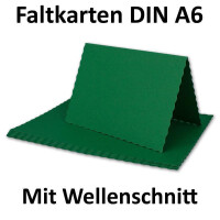 25x Faltkarten DIN A6 mit wellig gestanztem Rand - Dunkel-Grün - 10,5 x 14,8 cm - Wellenschnitt Einladungs-Karten - FarbenFroh by GUSTAV NEUSER