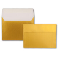 50x Metallic Brief-Umschläge B6 - Gold - 12,5 x 17,6 cm