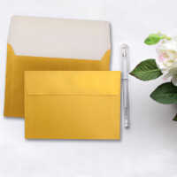 50x Metallic Brief-Umschläge B6 - Gold - 12,5 x 17,6 cm