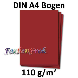 100x DIN A4 Papier - Dunkelrot (Rot) - 110 g/m² - 21 x 29,7 cm - Briefpapier Bastelpapier Tonpapier Briefbogen - FarbenFroh by GUSTAV NEUSER