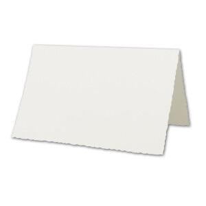 50x Vintage Falt-Karten mit Zackenschnitt - Natur-Weiß - Edel-Bütten - DIN B6 - 11,0 x 17,3 cm - imitierter Büttenrand gestanzt - Doppel-Karten - Einladungs-Karten - by GUSTAV NEUSER