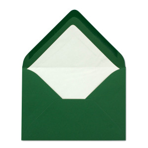 200 Briefumschläge in Dunkelgrün mit weißem Innenfutter - Kuverts in DIN B6 Format  - 12,5 x 17,6 cm - Seidenfutter - Nassklebung