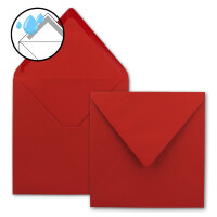 50x Quadratische Briefumschläge in Rot - 15,5 x 15,5 cm