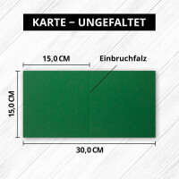 Quadratische Falt-Karten 15 x 15 cm - Dunkelgrün - 50 S