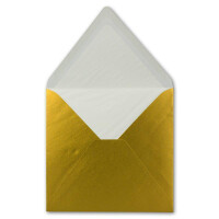 100x Briefumschläge Quadratisch 16 x 16 cm in Gold Metallic- Umschläge mit weißem Seidenfutter - Kuverts ohne Fenster & mit Nassklebung - Für Einladungskarten zu Hochzeit und Geburtstag