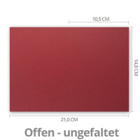 25x Falt-Karten DIN A6 in Dunkelrot (Rot) - 10,5 x 14,8 cm -