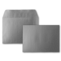 50x Silber-Metallic Brief-Umschläge DIN C6 Format 11,4 x 16,2 cm - Haftklebung - Kuverts ohne Fenster - Weihnachten, Grußkarten & Einladungen