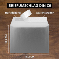 50x Silber-Metallic Brief-Umschläge DIN C6 Format 11,4 