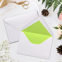50x Briefumschläge Weiß DIN C6 gefüttert mit Seidenpapier in Grün 100 g/m² 11,4 x 16,2 cm mit Nassklebung ohne Fenster
