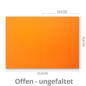 100x Falt-Karten DIN A6 in Orange - 10,5 x 14,8 cm - Blanko - Doppel-Karten - 220 g/m²