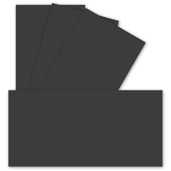 100 Einzel-Karten DIN Lang - 9,9 x 21 cm - 240 g/m² - Schwarz - Bastelpapier - Tonkarton - Ideal zum bedrucken für Grußkarten und Einladungen