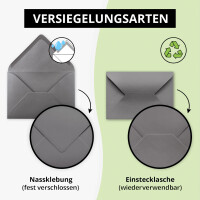 50x Briefumschläge B6 - 17,5 x 12,5 cm - Graphit-Dunkel