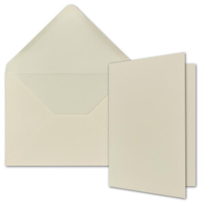 A5 Doppelkarten Set inklusive Briefumschläge - 25er-Set - Blanko Naturweiß Einladungskarten in Creme-Weiß - Faltkarten mit Umschlägen