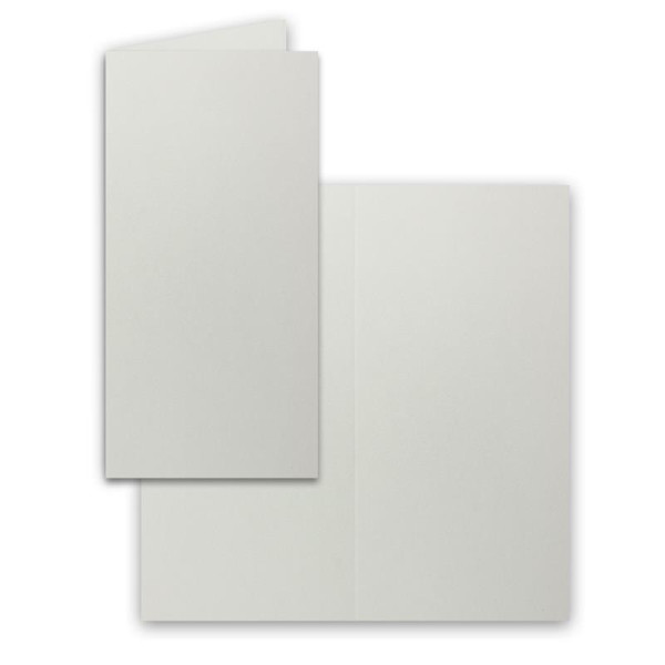 50x Falt-Karten DIN Lang - Hellgrau (Grau) - 10,5 x 21 cm - Blanko Doppelkarten - Klappkarten für Einladungen und Grußkarten zu Weihnachten und Geburtstag