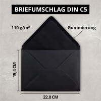 Briefumschläge in Schwarz - 50 Stück - DIN C5 Kuve