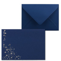 50x Weihnachts-Briefumschläge - DIN B6 - mit Silber-Metallic geprägtem Sternenregen -Farbe: dunkelblau, Nassklebung, 110 g/m² - 120 x 176 mm - Marke: GUSTAV NEUSER