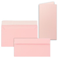 50x Faltkarten-Set mit Briefumschlägen DIN Lang in Rosa