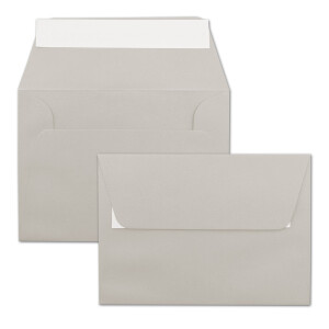50x Briefumschläge Hell-Grau DIN C6 Format 11,4 x 16,2 cm - Haftklebung - Kuverts ohne Fenster - Weihnachten, Grußkarten & Einladungen - Für A6 & A4 Papier