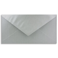 25 Brief-Umschläge Silber Metallic DIN Lang - 110 x 220 mm (11 x 22 cm) - Nassklebung ohne Fenster - Ideal für Einladungs-Karten - Serie FarbenFroh