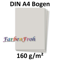 100 DIN A4 Papierbogen Planobogen - Hellgrau (Grau) - 160 g/m² - 21 x 29,7 cm - Bastelbogen Ton-Papier Fotokarton Bastel-Papier Ton-Karton - FarbenFroh