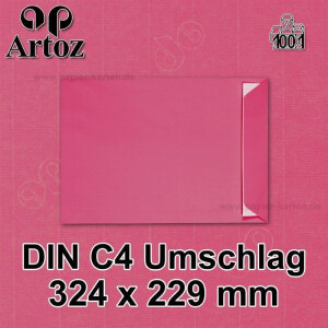 ARTOZ 10x DIN C4 Umschläge mit Haftklebung - ungefüttert 324 x 229 mm Fuchsia-pink (Rosa) Briefumschläge ohne Fenster - Serie 1001