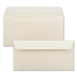 50x Briefumschläge DIN Lang - 11 x 22 cm - Haftklebung - Farbe: Creme - 90 Gramm pro m² - ohne Fenster
