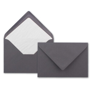 50x Kuverts in Granit-Grau - Brief-Umschläge in DIN B6 - 12,5 x 17,6 cm geripptes Papier - hochwertiges Seidenfutter für Weihnachten & festliche Anlässe