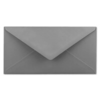 100 Brief-Umschläge Dunkel-Grau / Graphit DIN Lang - 110 x 220 mm (11 x 22 cm) - Nassklebung ohne Fenster - Ideal für Einladungs-Karten - Serie FarbenFroh
