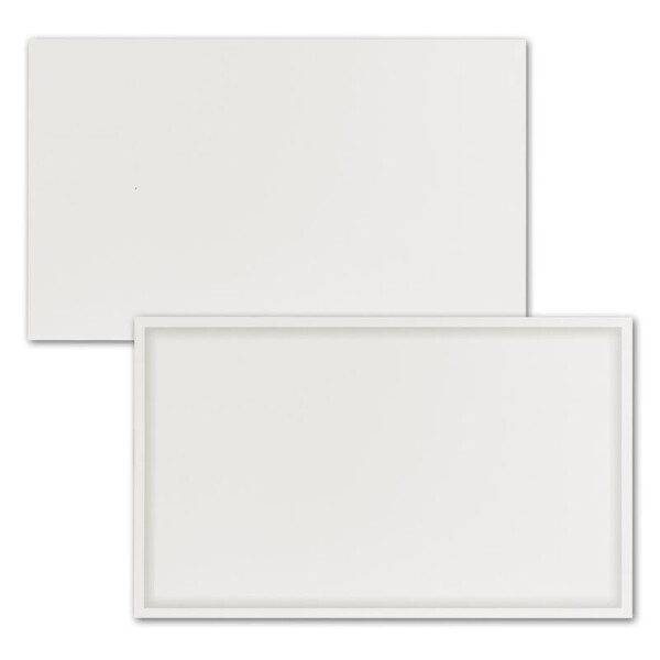 50x Trauerkarten mit grauem Schattenrand, DIN B6+, 115 x 190 mm, Farbe Edel-Weiß, ohne Falz