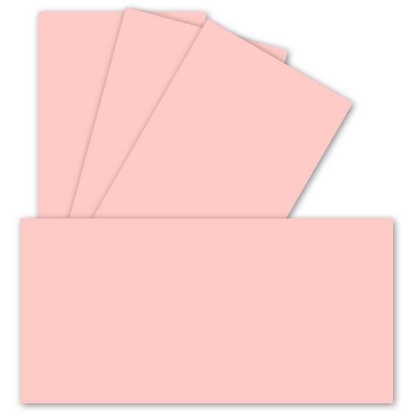 100 Einzel-Karten DIN Lang - 9,9 x 21 cm - 240 g/m² - Rosa - Bastelpapier - Tonkarton - Ideal zum bedrucken für Grußkarten und Einladungen