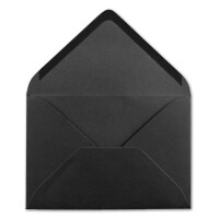 50x Brief-Umschläge Format B6 - Schwarz- 12 x 17,5 cm - Nassklebung mit spitzer Klappe - 110 g/m² - Einladungs-Kuverts
