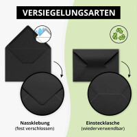 50x Brief-Umschläge Format B6 - Schwarz- 12 x 17,5 cm -