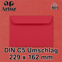 ARTOZ 50x Briefumschläge DIN C5 Rot - 229 x 162 mm Kuvert ohne Fenster - Umschläge selbstklebend haftklebend - Serie Artoz 1001