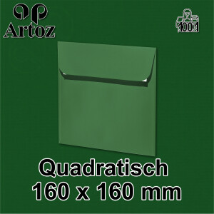 ARTOZ 50x quadratische Briefumschläge tannengrün (Grün) 100 g/m² - 16 x 16 cm - Kuvert ohne Fenster - Umschläge mit Haftklebung