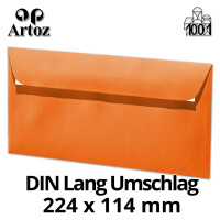 ARTOZ 25x Briefumschläge DIN Lang Orange 100 g/m² selbstklebend - DL 224x114 mm - Kuvert ohne Fenster - Umschläge mit Haftklebung Abziehstreifen