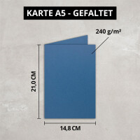DIN A5 Faltkarten - Royalblau / Königsblau - 50 St&uuml