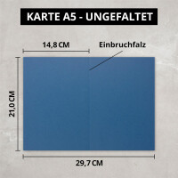 DIN A5 Faltkarten - Royalblau / Königsblau - 50 St&uuml