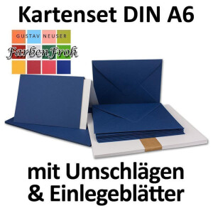 50x Faltkarten SET DIN A6/C6 mit Brief-Umschlägen in Dunkelblau / Nachtblau - inklusive Einleger - 14,8 x 10,5 cm - Premium Qualität - FarbenFroh
