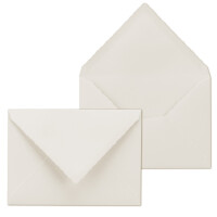 25x Vintage Brief-Umschläge mit Zackenschnitt - Natur-Weiß - Edel-Bütten - DIN C6 - 10,6 x 15,6 cm - imitiert Bütten - Nassklebung - by GUSTAV NEUSER