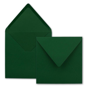 50x Quadratische Briefumschläge in Dunkelgrün (Grün) - 15,5 x 15,5 cm - ohne Fenster, mit Nassklebung - 110 g/m² - Für Einladungskarten zu Hochzeit, Geburtstag und mehr - Serie FarbenFroh