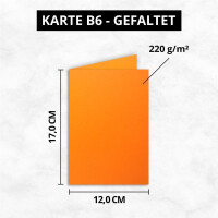 25 Faltkarten B6 - Orange - Blanko Doppel-Karten - 12 x 17 c