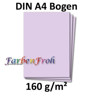 50 DIN A4 Papierbogen Planobogen - Lila - 160 g/m² - 21 x 29,7 cm - Bastelbogen Ton-Papier Fotokarton Bastel-Papier Ton-Karton - FarbenFroh