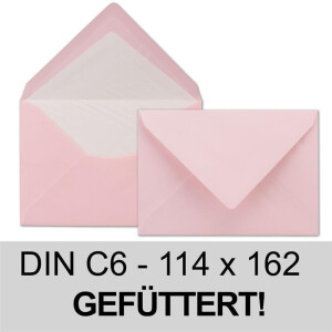 25 Briefumschläge Rosa - DIN C6 - gefüttert mit weißem Seidenpapier - 80 g/m² - 11,4 x 16,2 cm - Nassklebung - NEUSER PAPIER